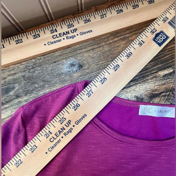 Long Sleeves Ruched Side Fuchsia - Picture 10 of 11